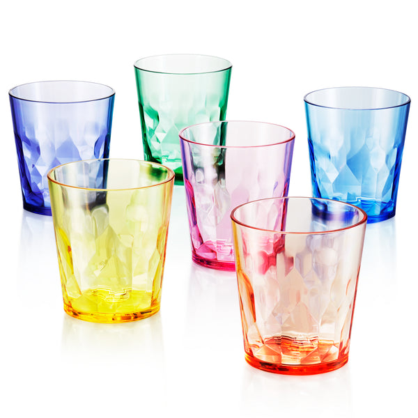 13 oz Unbreakable Premium Drinking Glasses - Set of 6 - Tritan Plastic Cups - BPA Free - 100% Made in Japan (Assorted Colors) - UPC:641945603491